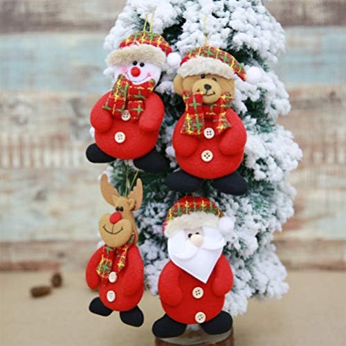Среќен Божиќ Декорацијата Санта Клаус Декорација 4 парчиња Божиќ виси украси Божиќ виси кадифни играчки Дедо Мраз снежен човек ирваси кукла