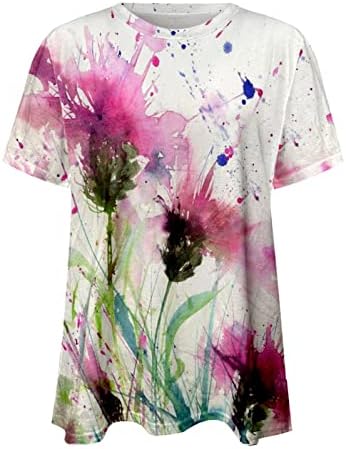 Краток ракав 2023 облека модна екипаж памучна графичка блуза маица за девојки есен лето врвен поранешен поранешен