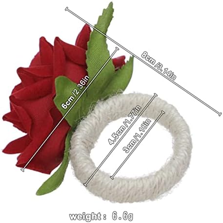 РЕЗОЕ вештачки бела роза од салфетки од салфетка сет од 12, свилени розови цвеќиња од салфетки прстени faux роза цветна салфетка прстени