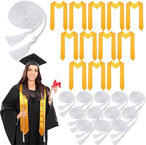 24 парчиња матура и матура со жици со тасели обичен сатен за дипломирање, појаси на достигнувања за матура за возрасни