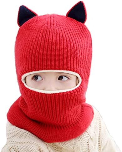 Мачка уво бебе девојчиња момчиња зимска капаче за плетење на качулка со качулка со каша со роно обвивка