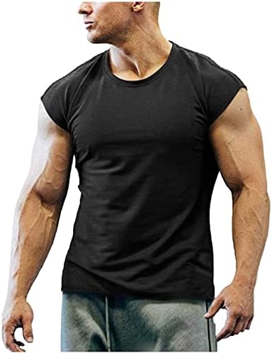 Мажи атлетска маица лето кратки ракави, врвови цврсти обични тркалезни толки маица лабава блузи со активни кошули со активна облека