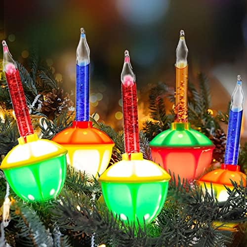 Vanpein повеќебојни божиќни меурчиња, светла, 9 традиционални меурчиња за новогодишна елка во затворено и отворено, стари модни течности
