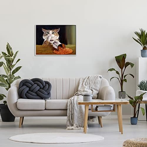 Индустријата за ступел го истури гравот хумористична мачка кујна животинска слика врамена wallидна уметност, дизајн од Лусија