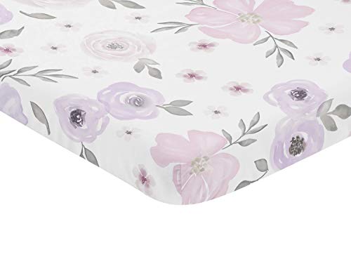 Слатка Jојо дизајнира лаванда виолетова, розова, сива и бело девојче опремена мини преносен кревет за креветчиња за флорална колекција