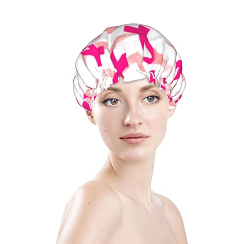 Womenените што можат да се користат за истегнување на полите, капа за рак на дојка, двојни слоеви водоотпорен туш капа за бања
