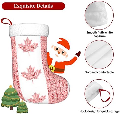 QG ZZX канадско знаме збор уметност Божиќно порибување Божиќни чорапи камин виси чорап 18 инчи за одмор