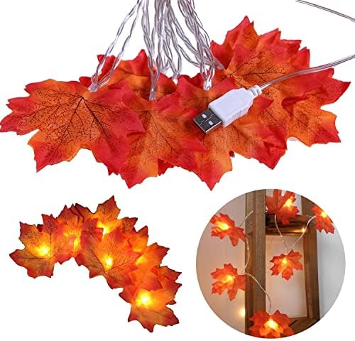 Јуда Единствени есенски лисја украси Стринг светла- 20 ft 40 LED диоди за декорација Стринг светла приклучок за затворање на отворено за собирање