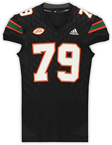 Мајами урагани - користена игра 79 Црниот дрес од сезоните NCAA 2017-2018 - Големина XL - Колеџ игра Користена дресови