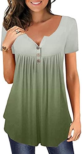 Врвна кошула за женски летен есен краток ракав 2023 vneck памук копче надолу до графичка вратоврска боја врв an