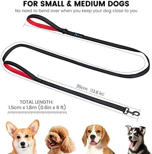Кученцегоги куче поводник 6 ft мека рачка рачка олово со 3 рефлексивни нишки за големи средни мали кучиња тешки кучиња јаже со двојно слој најлон