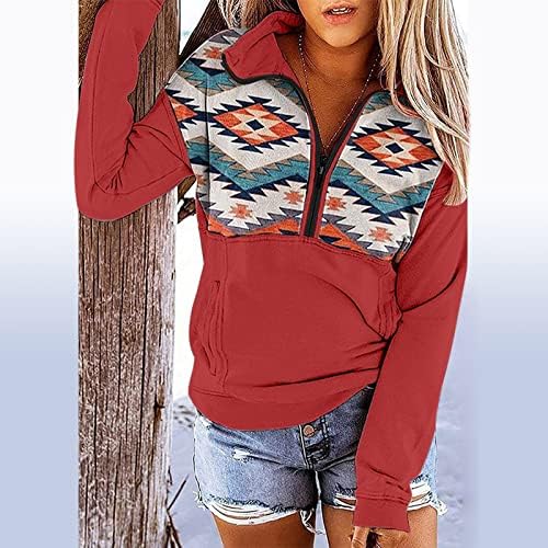 Fragarn женски џемпери на џемпери жени со качулка печатена џемпер Шарена обична кошула со долг ракав