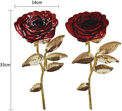 Лабанка 2 парчиња роза шема железо или шиење на лепенка за лепенка DIY декоративна апликација