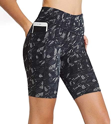 Foviguo жени плус хеланки со големина печатени тренинзи слаби џебови јога панталони обични шорцеви за велосипедизам