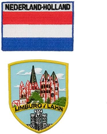 А -Еден - Холандија Лимбург обележје + Холандија знаме Топло запечатена лепенка, Град Веглиран Шилд значка, Недерленд Земја Бр.090CC