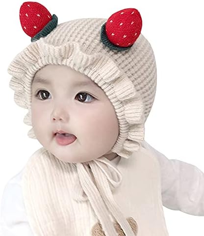 Имлек Зимска грав за бебиња за деца деца за новороденче од јагода со јагода плетена капа