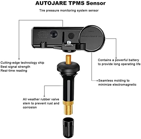 Snap-in Autojare Tire Pressure Snap-In 315MHz TPMS 4PCS замена за Chevy GMC Cadillac Buick & More заменува 13586335, 13581558, 13598771,