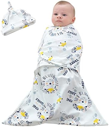Simyjoy Бебе Swaddle Clain Tog 0,5 вреќа за спиење со beanie сет прилагодлива двонасочна вреќа за спиење за да спречи страв и да го смири новороденчето