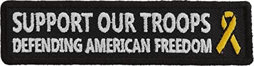 Поддржете ги нашите трупи кои ја бранат американската лепенка за слобода - 4x1 инчи. Везено железо на лепенка