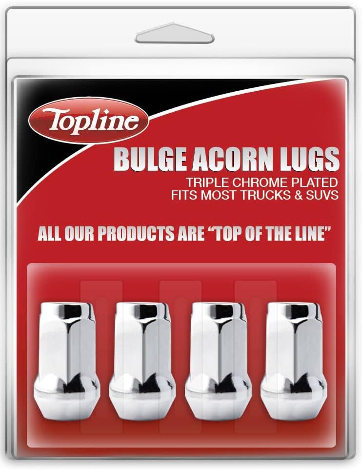 Производи на Topline C1702A-4P | Premium Chrome One Piece Bulge Acorn Lugs | 7/16 R.H. Големина на низата | 13/16 Hex | 1,38 Висок | 60