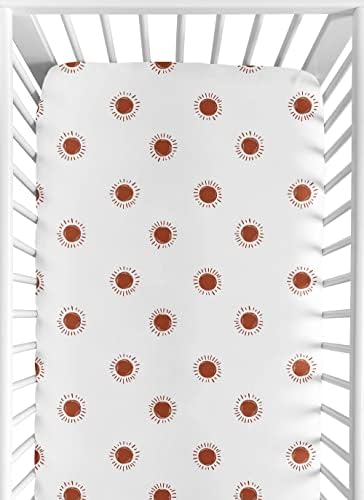 Слатка Jојо дизајнира бело и 'рѓа бохо сонце или девојче опремено креветче за креветче или расадник за кревет за деца - портокалова