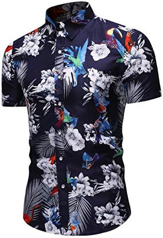 Краток ракав за кратки ракави на Лисенраин, цветен хавајски кошула и шорцеви костум мода од 2 парчиња облеки на плажа облеки