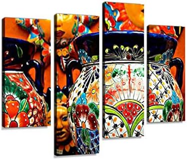 Мексиканска народна керамичка керамика во Канкун платно wallидна уметност виси слики модерни уметнички дела Апстрактна слика за отпечатоци од