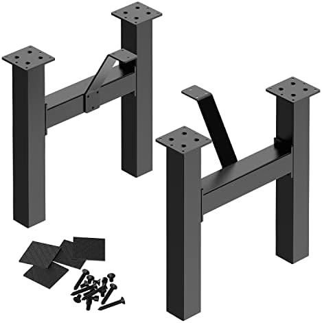 Оргефија 16 ”црни клупи нозе H-форма со дополнителни мебел за мебел со тешки мебели за нозе на нозе нозе клупи за нозе | Современи метални