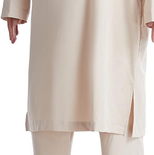 Тенок фит костуми за мажите за машко средно средно копче надолу од џеб, муслимански облеки, панталони со две парчиња