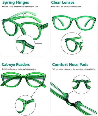 Очила за читање на очи на очи за очи за жени кои ги претераат читателите на дами - зелена +2,50
