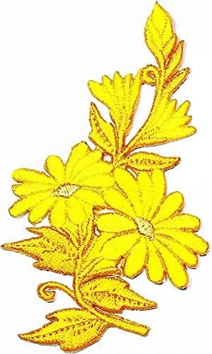 Сончоглед жолта лепенка Прекрасни цвеќиња закрпи Апликација везено железо на лепенка шарени цвеќиња лепенка за торби јакни фармерки