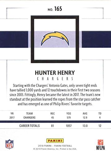 2018 Panini NFL фудбал 165 Hunter Henry Henry Henry Los Angeles Chargers Официјална трговска картичка