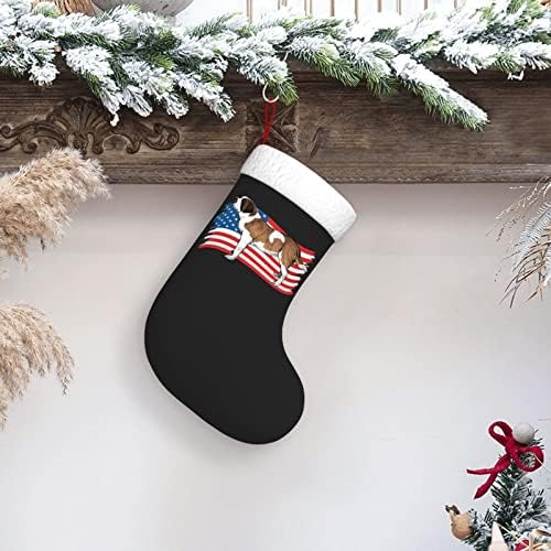 QG ZZX Свети Бернард куче САД знаме Божиќно порибување Божиќни чорапи камин виси чорап 18 инчи од одмор