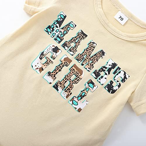 Бебе девојче лето облека меур ромпер писмо со кратки ракави маички врвни крави шорцеви поставени новороденчиња западна облека