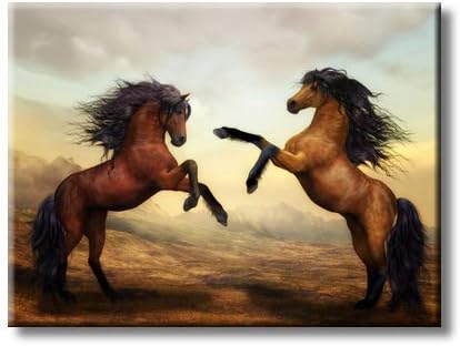 Борба против коњите слика на истегнати платно, wallиден уметнички декор, подготвен да виси