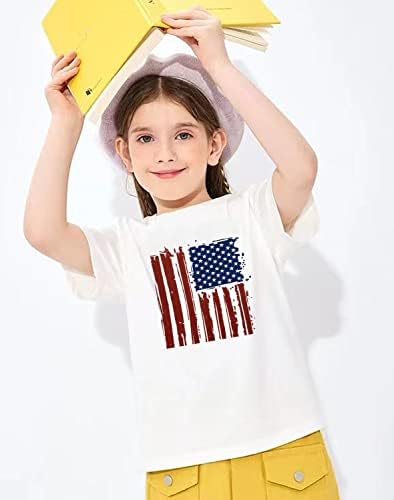 Tbbcwwqy Деца Момчиња 4 јули Кошули Девојки Американско Знаме Маица Мало Дете Патриотски Краток Ракав Маици Памучна Облека 2-8T