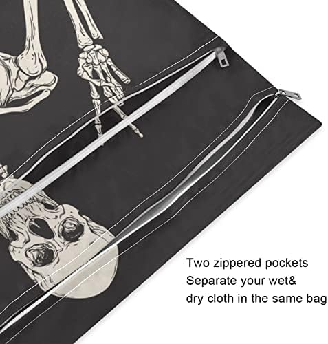 Скелет Череп Готски Влажни Сува Торба 2 Пакет Со Патент, Ден На Мртвите Крпа Пелена Торба Организаторот Торбичка Водоотпорен Еднократно