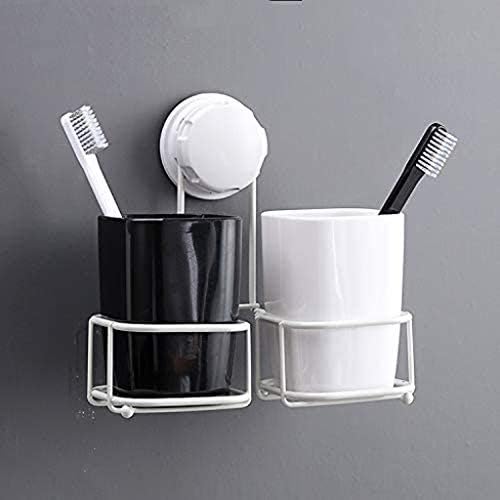 Tfiiexfl Вшмукување wallид монтиран држач за четкичка за заби Поставете го држачот на чашата, кутијата за миење садови за миење садови за