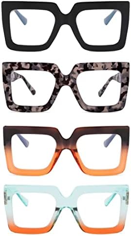 Мурдоа 4 Спакувајте Преголеми Квадратни Сини Светлосни Очила За Блокирање Слатки И Стилски Рамки За Женски Компјутерски Очила