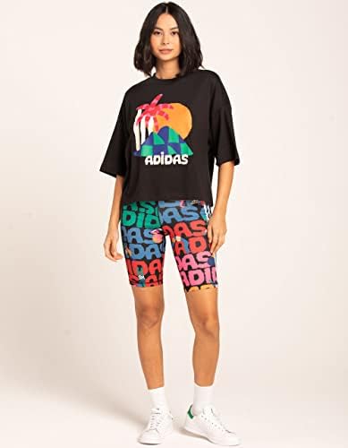 Adidas Womensенски плус големина 3-лента графичка маица