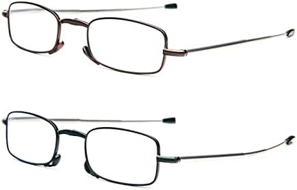 РИВИ 2 Пакет Мини Очила За Читање Со Случај Сино Светло Блокирање Преносни Читатели Жени Мажи Пролет Шарка Џеб Очила