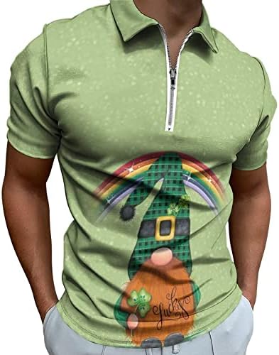 Менс Свети Патрикс Ден маица Менс четвртина патент маичка маица за мажи маички за мажи цветни кошули и врвови