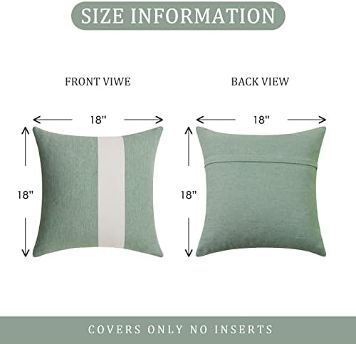 Сет на топфинел од 2 зелени ленти за крпење на лепенка, капачиња од перница 18x18inch модерна постелнина акцент перници покрива боја-облечена
