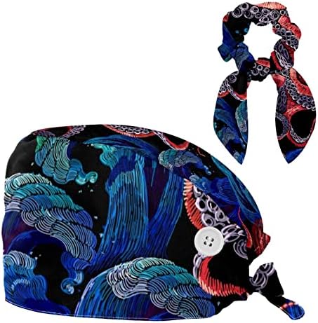 Прилагодливо работно капаче со копче, работна капа за џемпери, апстрактна риба и октопод буфан капи со ласкава коса