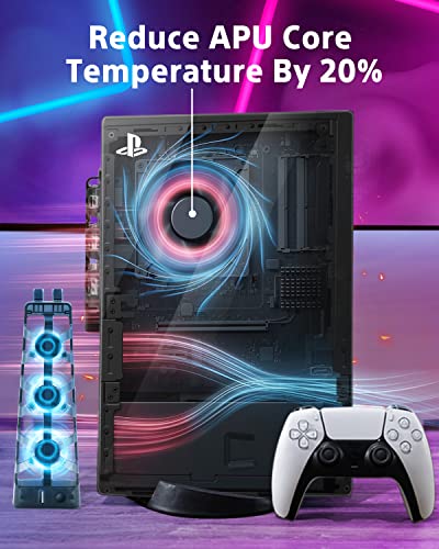 Вентилатор ЗА ладење ЗА PS5-Надворешен Тивок Ладилник Со Голема Брзина Со Ладно Сино LED Светло За Playstation 5 Диск И Дигитално Издание-Вградени
