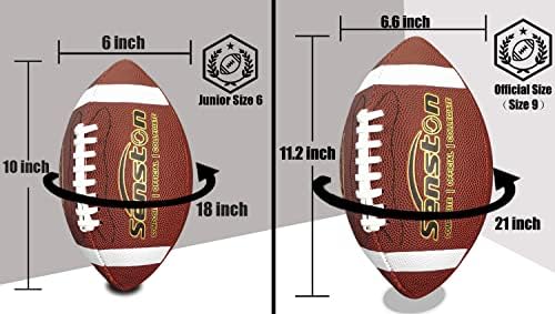 Сенстон фудбал со големина 9/6 - Премиум композитна кожа средно училиште/деца/јуниор/младински фудбал со фудбал со големина на пумпа