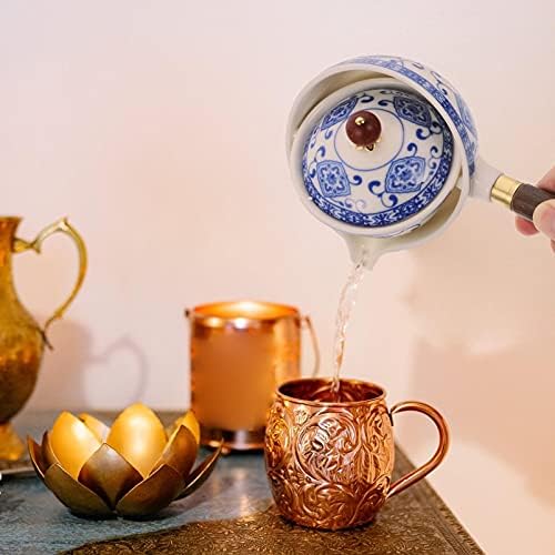 Yarnow Кинески чајник керамички чајник со дрвена рачка и лагер филтер Страна рачка чај котел чајник за лабава чај мини канцеларија варички