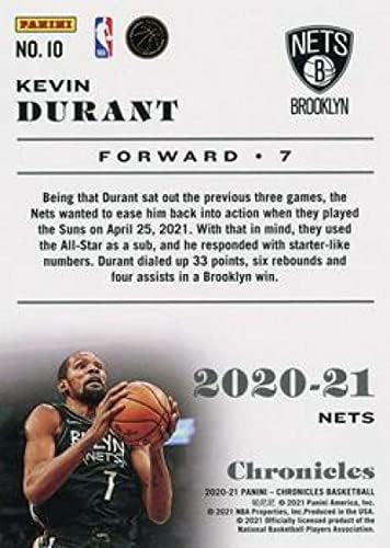 2020-21 Панини Хроники 10 Кевин Дурант Бруклин Нетс НБА кошаркарска трговска картичка