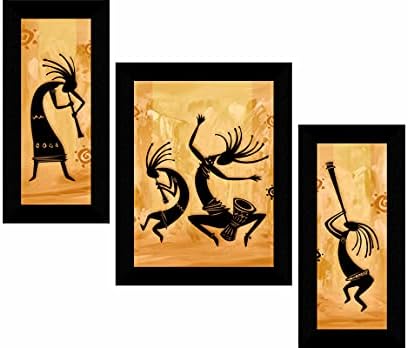 SAF сет од 3 африкански дама танцува модерна уметничка wallидна сликарство за домашна декорација 13,5 x 22,5 инчи