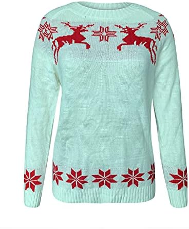 Грдите Божиќни екипи џемпери за жени лесни ирваси на ирваси снегулка Плејвер плетен долг ракав симпатични трендовски врвови